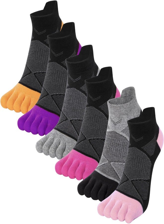 ABTRAV Womens Toe Socks Cotton Athletic Running Socks No Show Five Finger Sports Arch Support Ankle Socks 6 Pack - Image 1